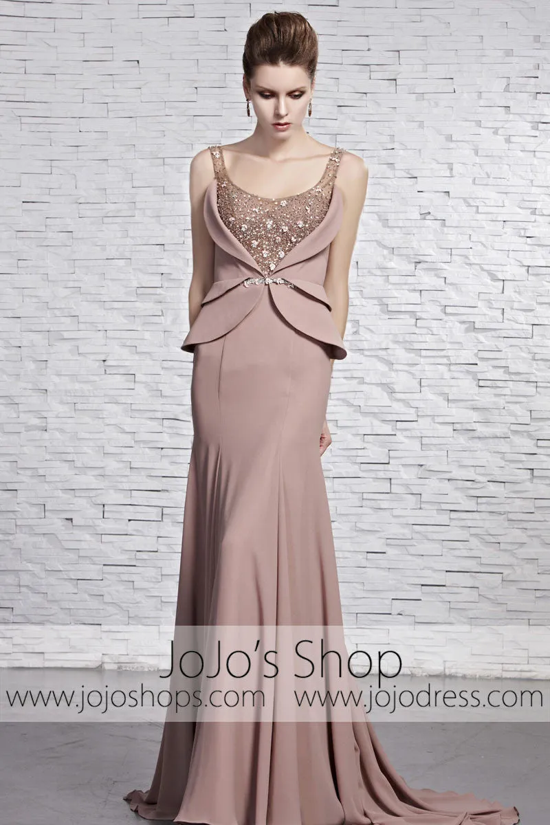 Mocha Brown Stylish Vogue Low Back Evening Formal Dress CX881595