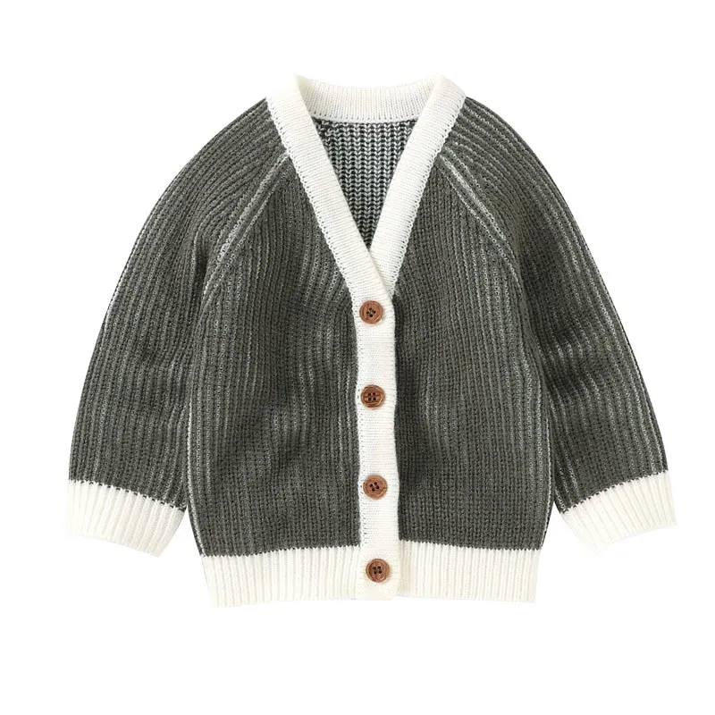 Newborn Infant Baby Girl Boy Cardigan Clothes Winter Jacket Warm Coat Knitted Sweater Hooded Button Outwear