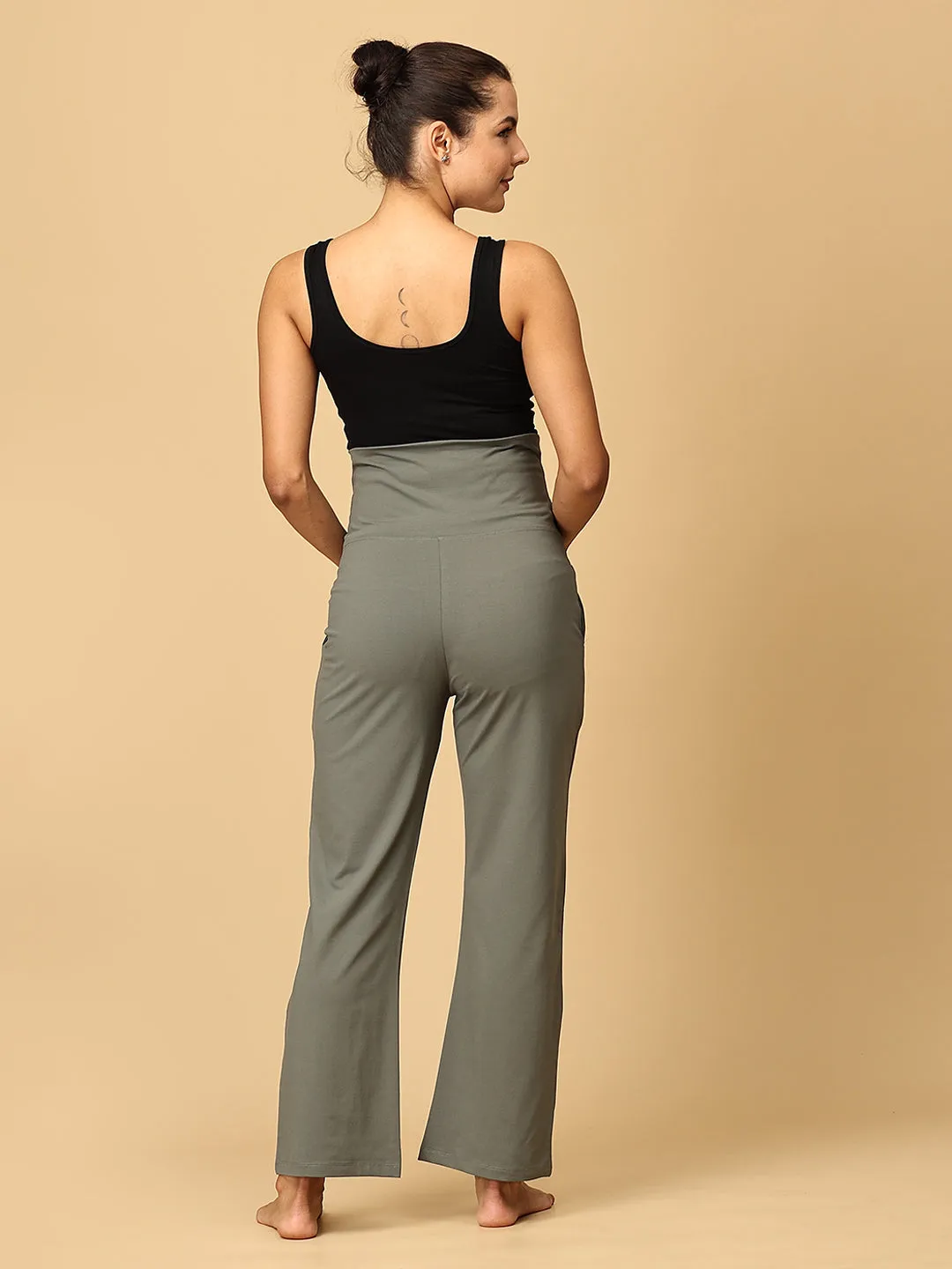 Olive Grey Glide Maternity Yoga Trackpants