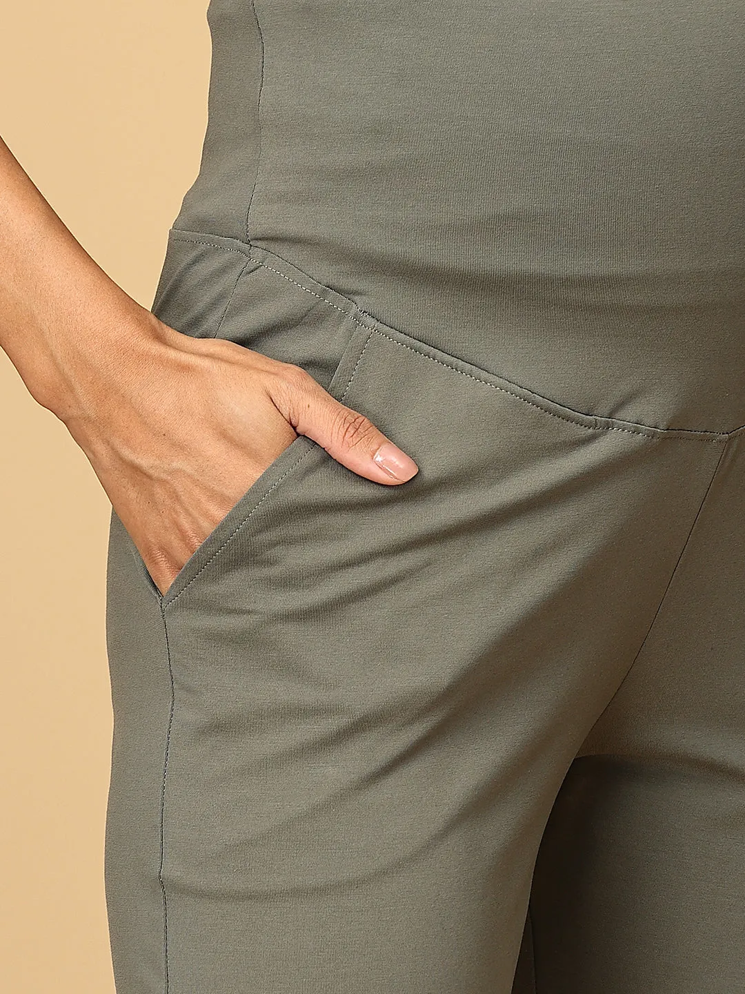 Olive Grey Glide Maternity Yoga Trackpants