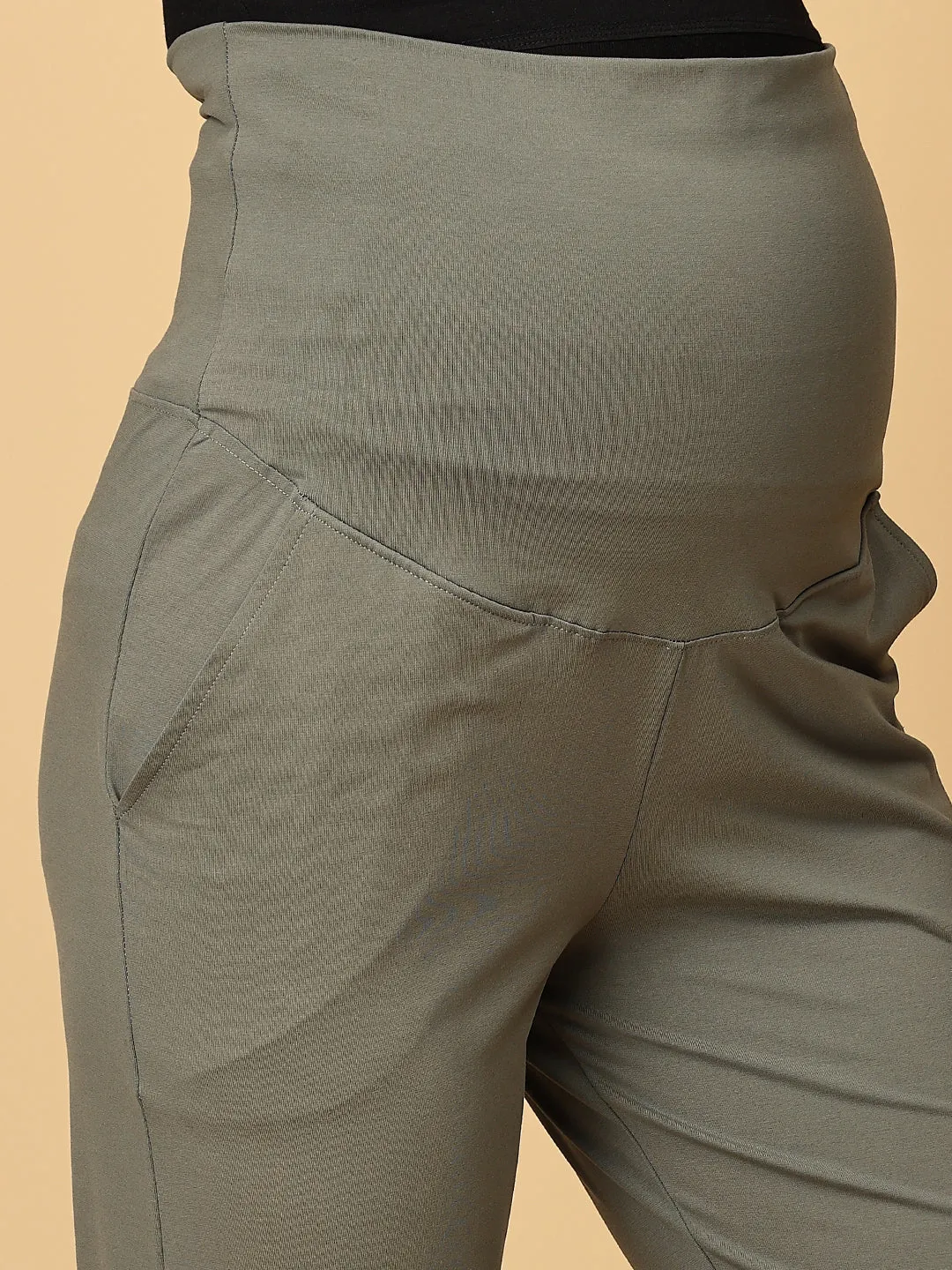 Olive Grey Glide Maternity Yoga Trackpants