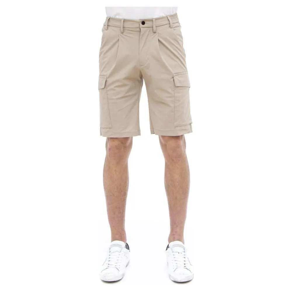 People Of Shibuya Beige Stretch Bermuda Cargo Shorts