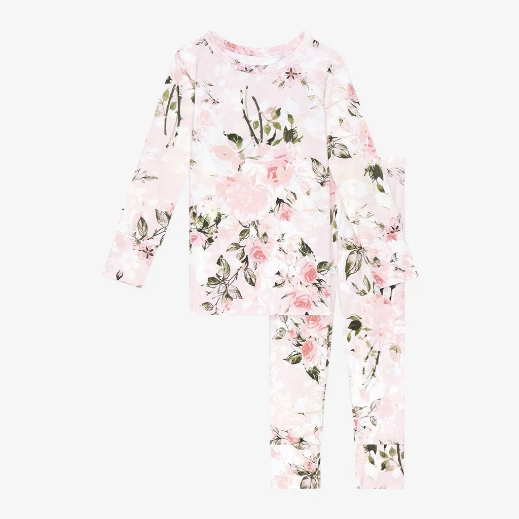 Posh Peanut 2 Piece PJ Set - Vintage Pink Rose