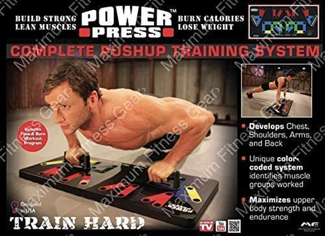 Power Press Original Push Up ~ Color-Coded Wide Push Up Board System (30  Combo Positions)