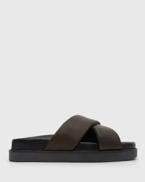 PRE-ORDER BERMUDA Leather Crossover Slide Sandals