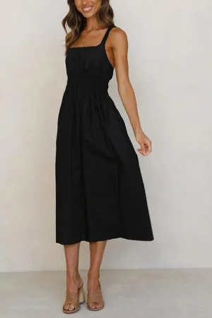 Square Neck Backless Slip Maxi Dress