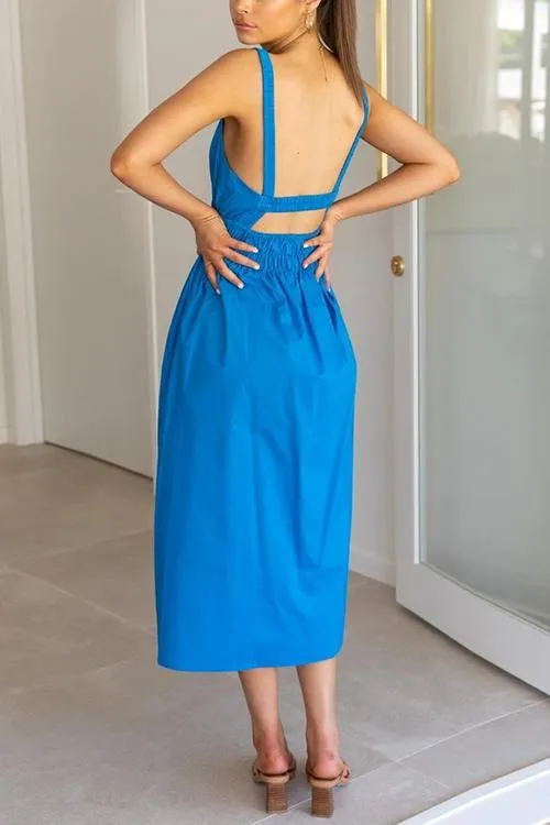 Square Neck Backless Slip Maxi Dress