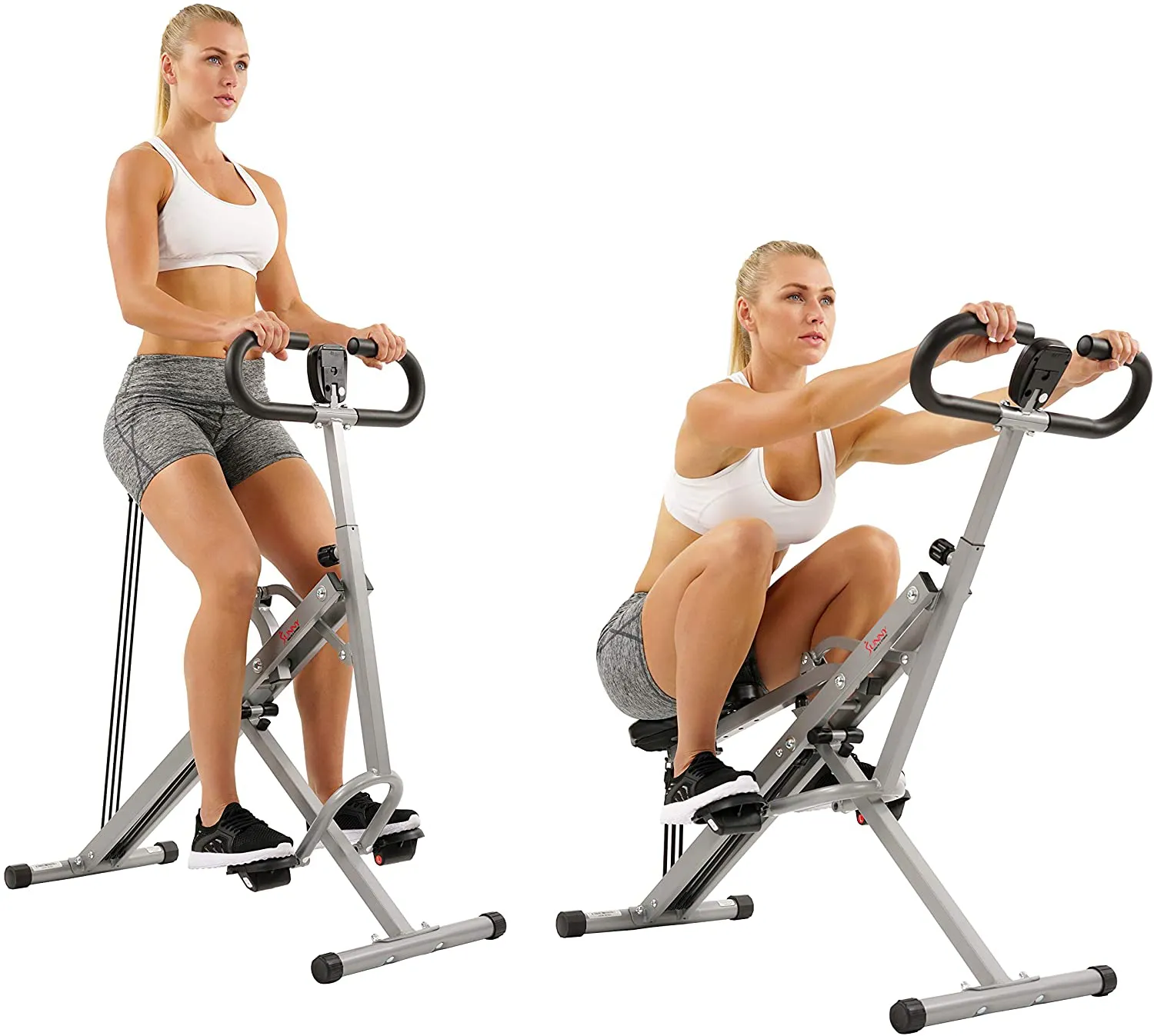 Sunny Health & Fitness Squat Assist Row-N-Ride Trainer for Glutes Workout with Training Video