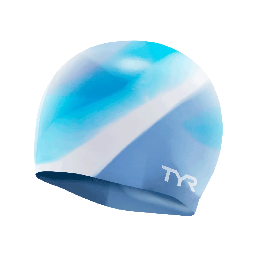 TYR Aqua Blue Multi Silicone Swim Cap