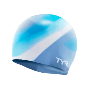 TYR Aqua Blue Multi Silicone Swim Cap