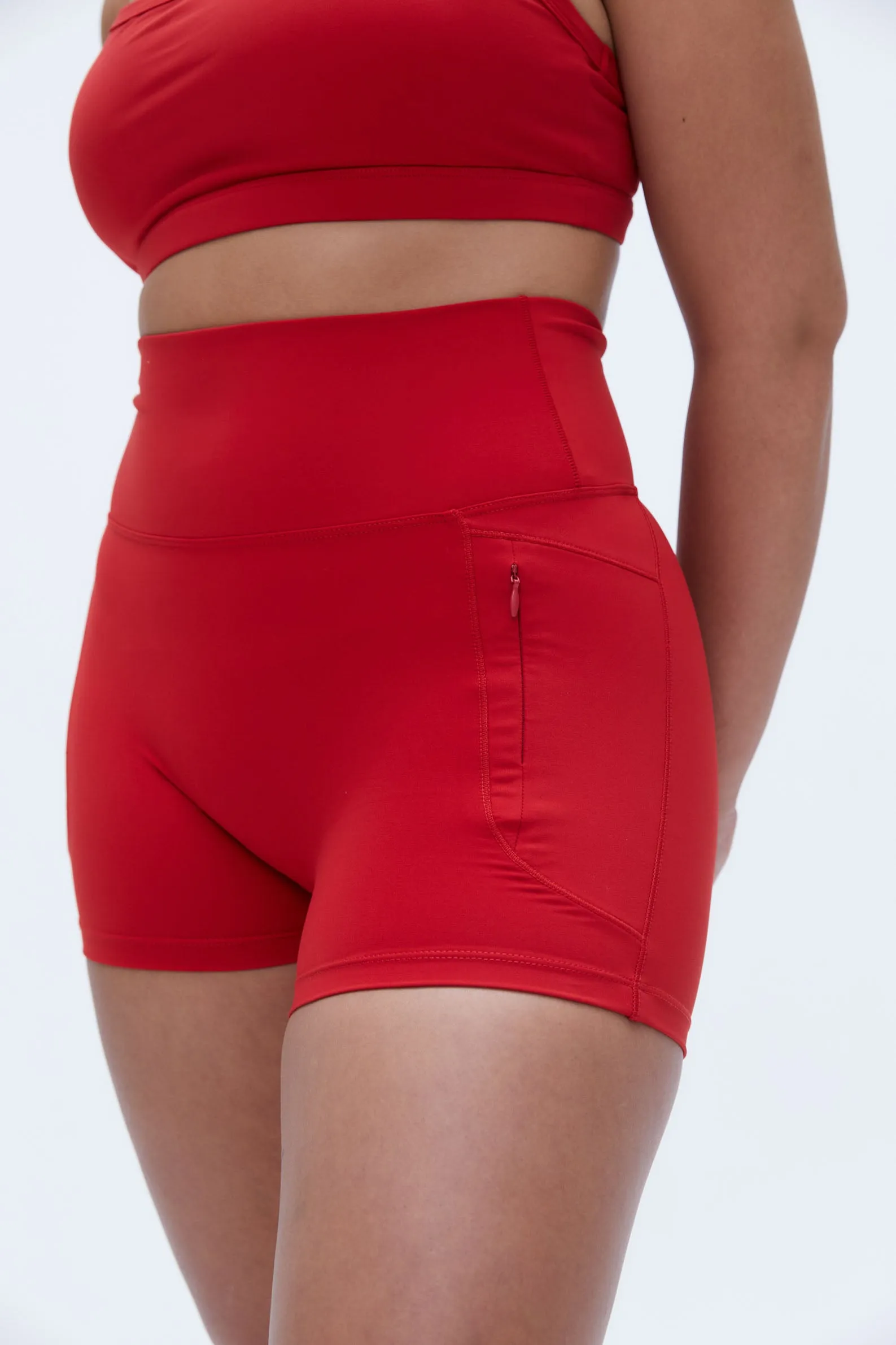 Ultra-Comfortable Classic Red Pocket Shorts - The Ultimate Crop Style