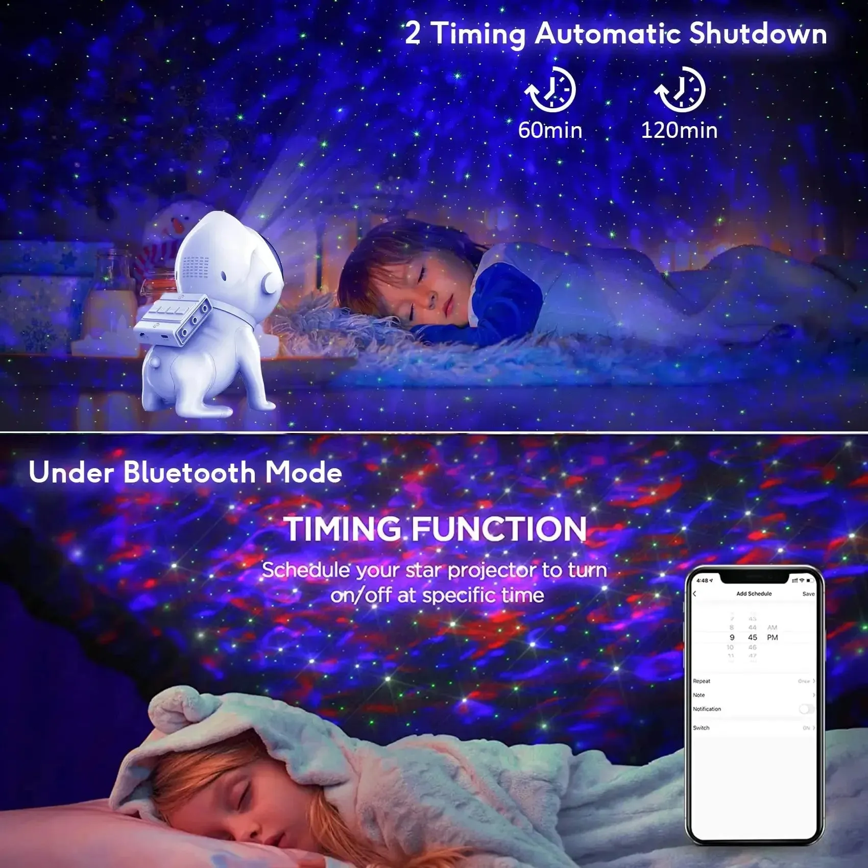 Universe light projector with relaxing sound emission for sleep