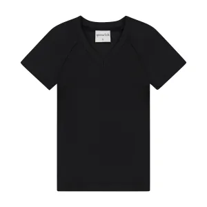 V NECK TEE-Black