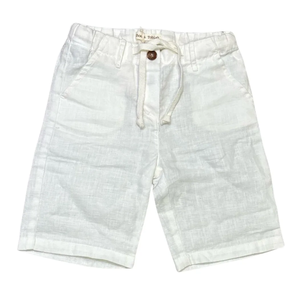 White Linen Bermuda Shorts