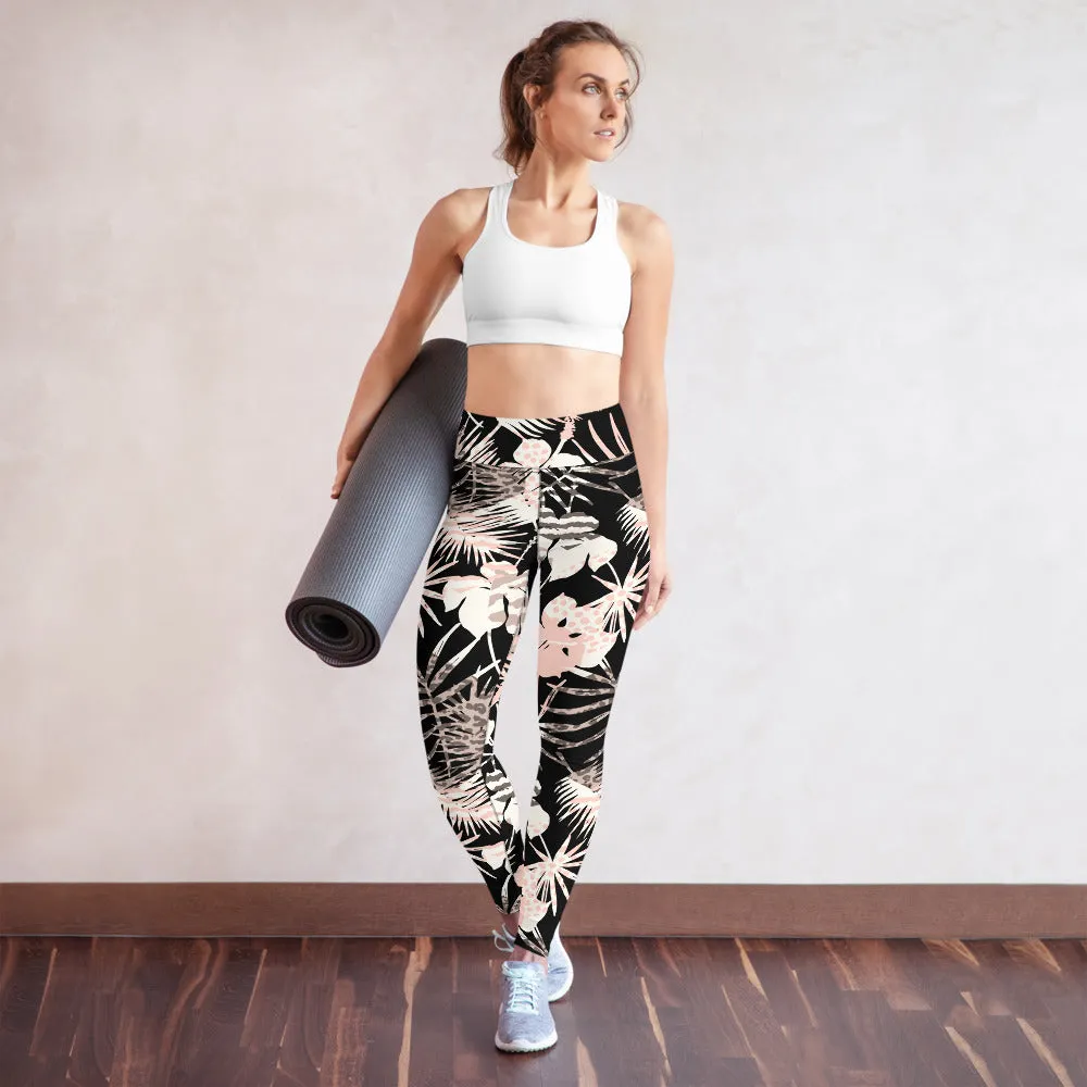 Yoga Leggings in Natural Tropical Print